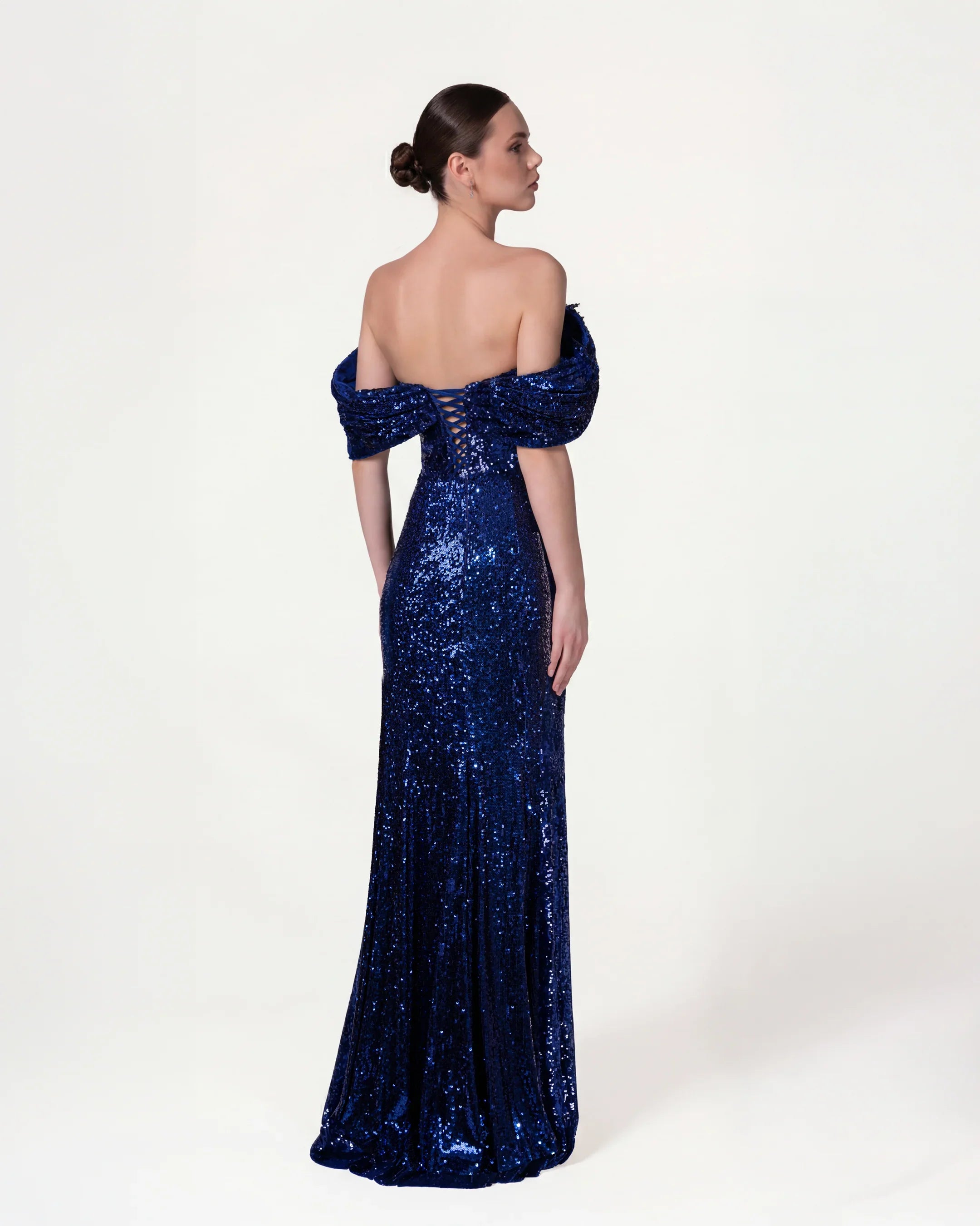 A25184-Shoulder Cut-Out Shimmering Evening Dress