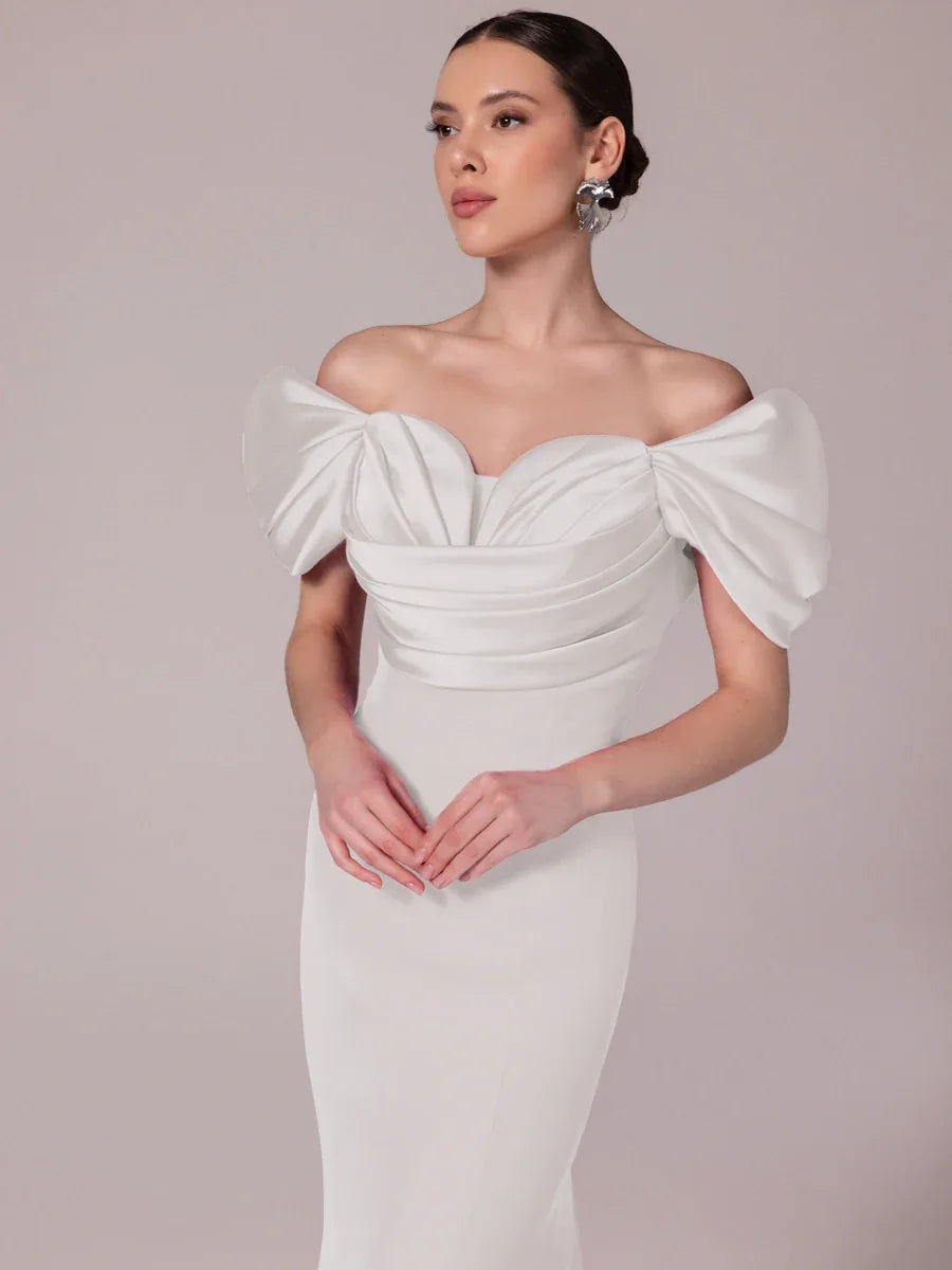 A25185-Kalp Yaka Degajeli Saten Garnili Uzun Abiye Elbise - Kenzel