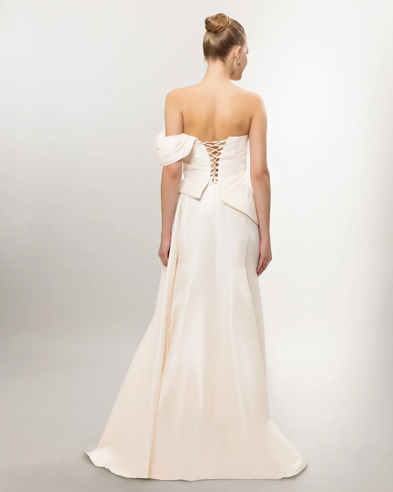 A26141-Sweetheart Neckline Peplum Detail Slit Long Evening Dress