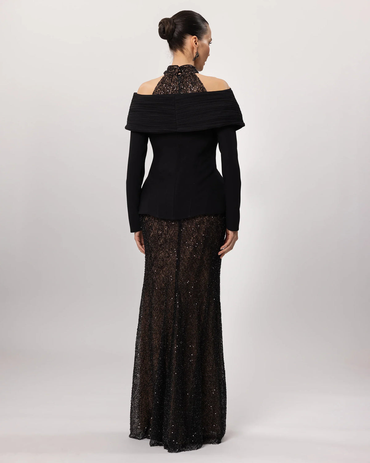 A26175-Pleated Drop Shoulder Peplum Detail Dress