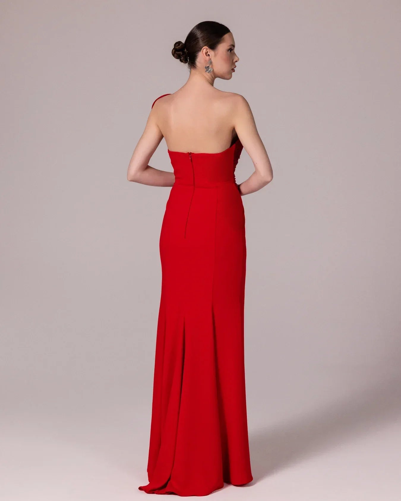 A25183-Straplez, Omuzu Detaylı Balık Abiye ELBİSE - Kenzel