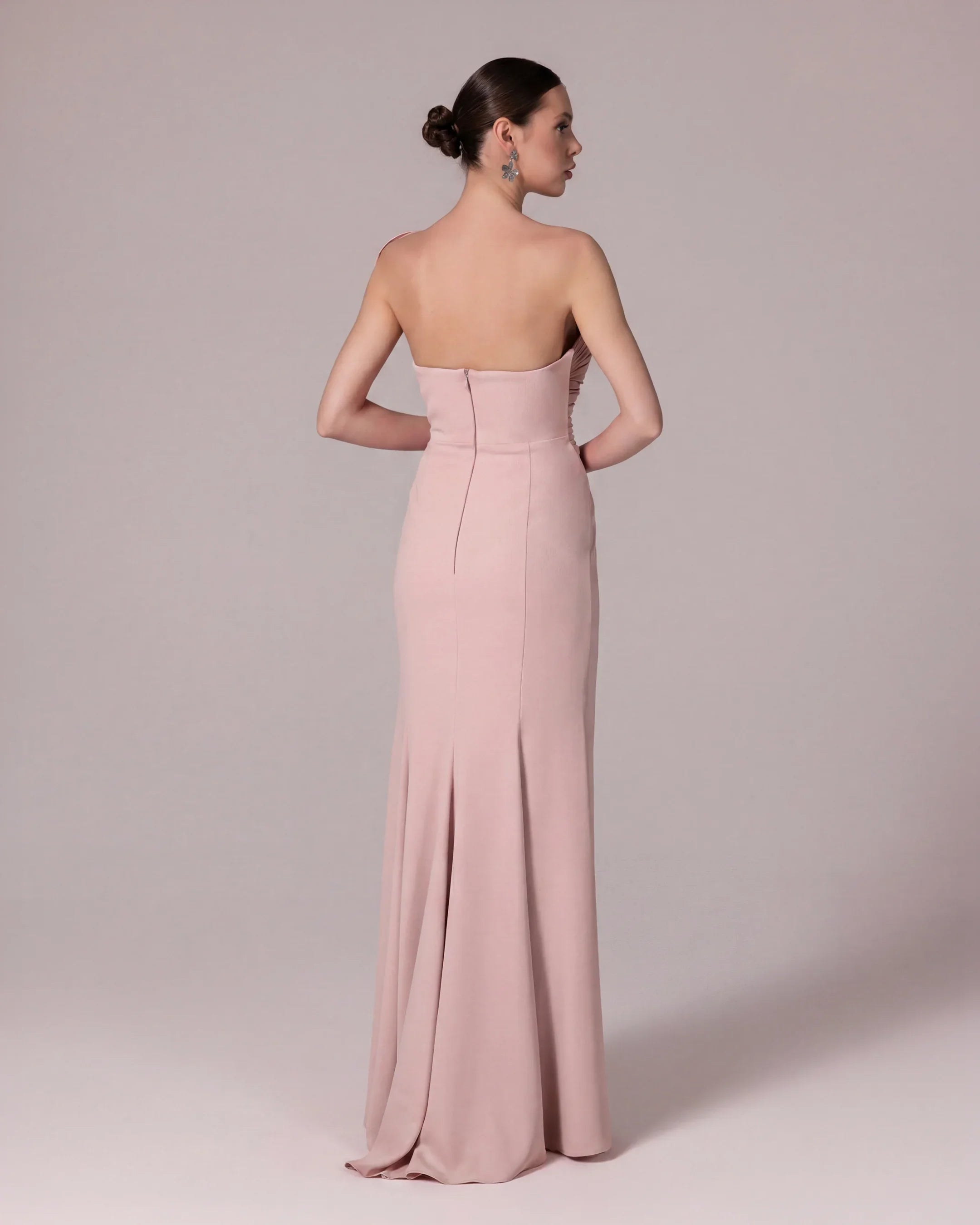 A25183-Straplez, Omuzu Detaylı Balık Abiye ELBİSE
