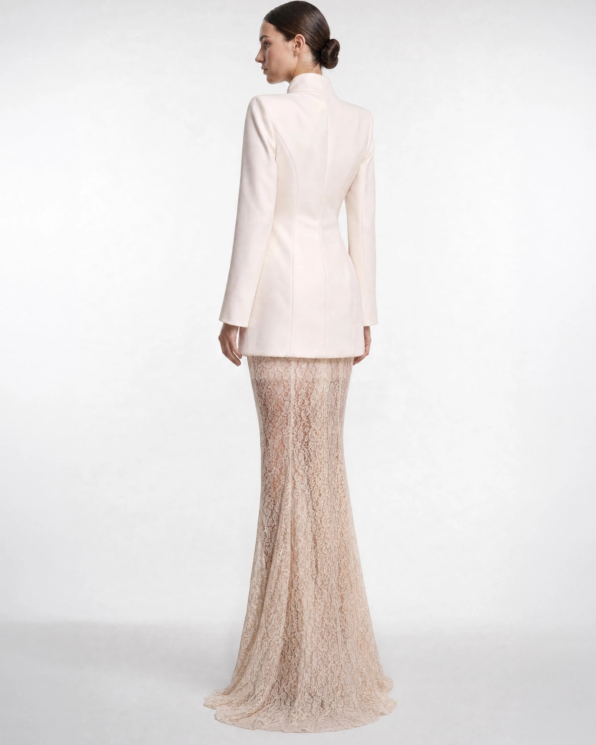 A25198-Couture Evening Gown with Lace Skirt Detail