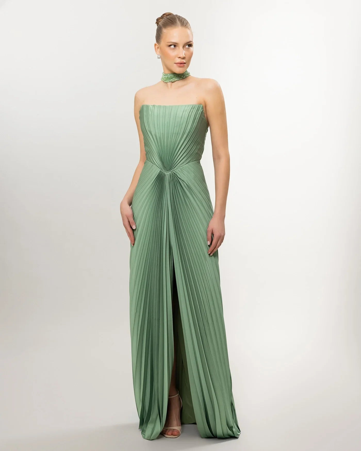 strapless open back dress Tina Holly Couture T1120 Pastel Blue Pattern Strapless Ballgown Formal main image 1