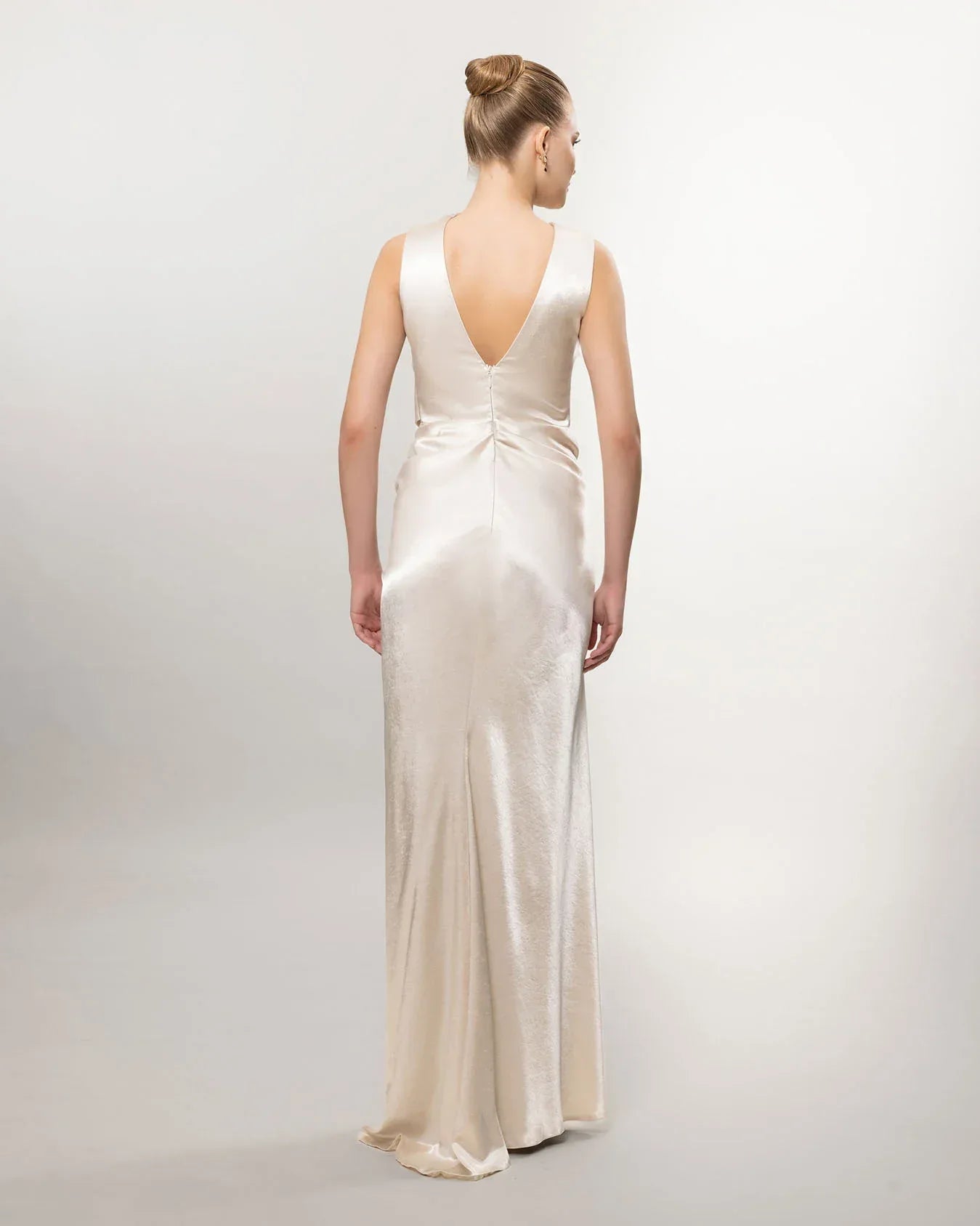 26082-Drapeli Yırtmaçlı Uzun Abiye Elbise - Kenzel