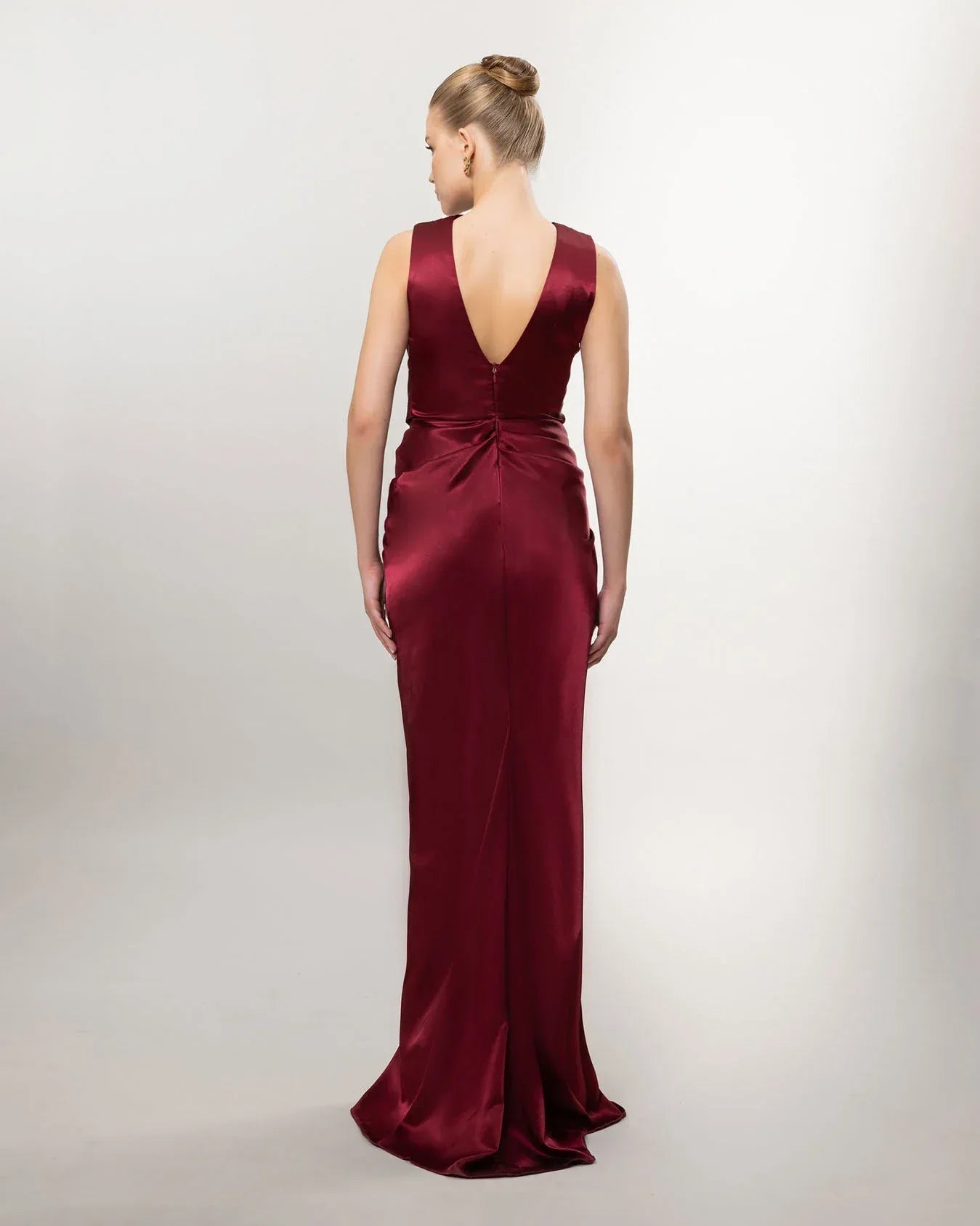 26082-Drapeli Yırtmaçlı Uzun Abiye Elbise - Kenzel