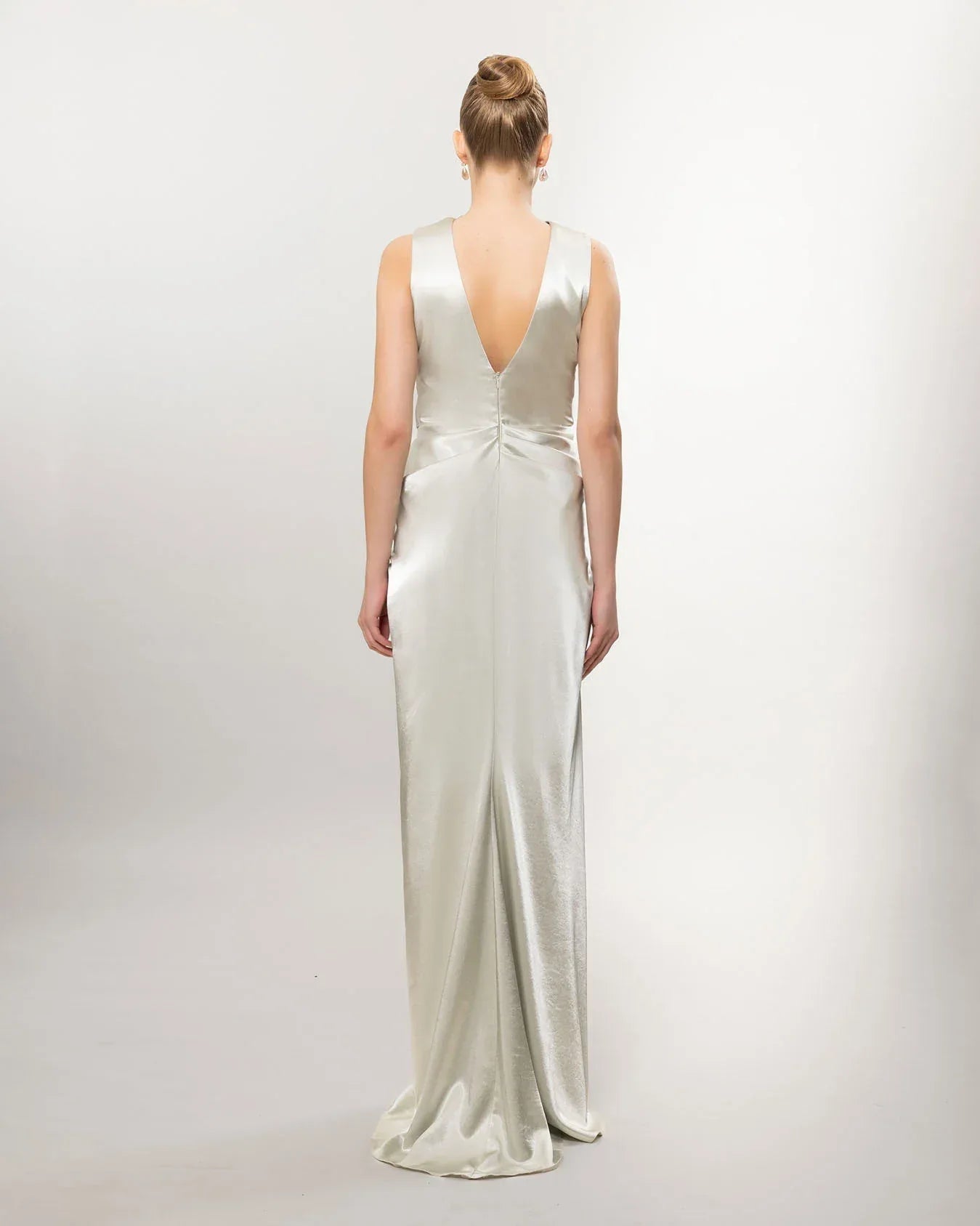 26082-Drapeli Yırtmaçlı Uzun Abiye Elbise - Kenzel