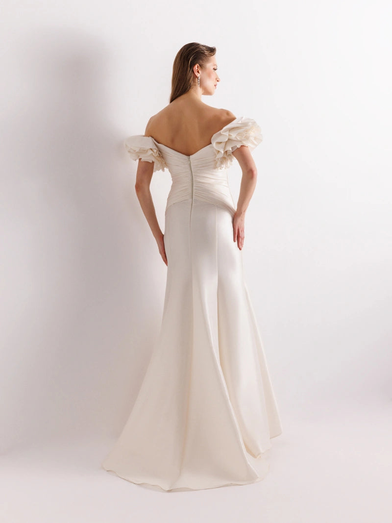 A25069-Balon Kollu Balık Abiye Elbise