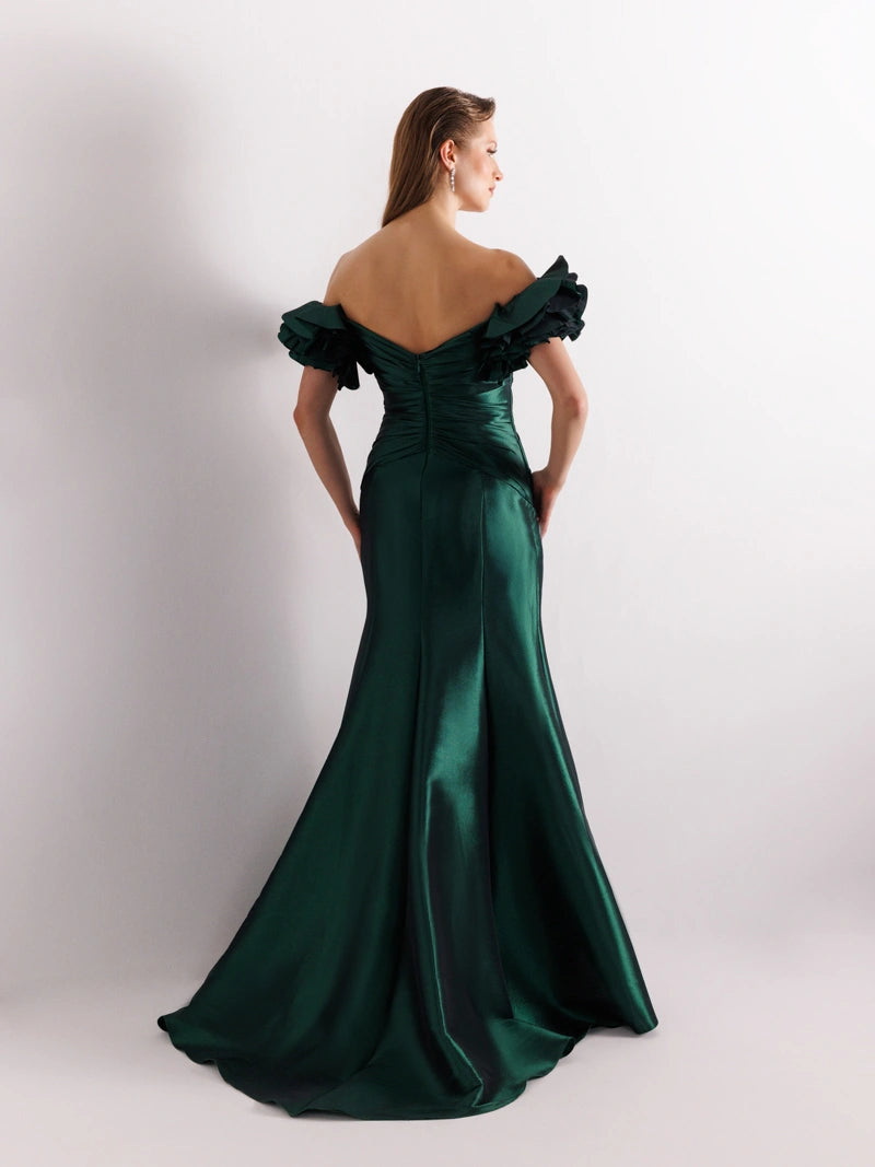 A25069-Balon Kollu Balık Abiye Elbise