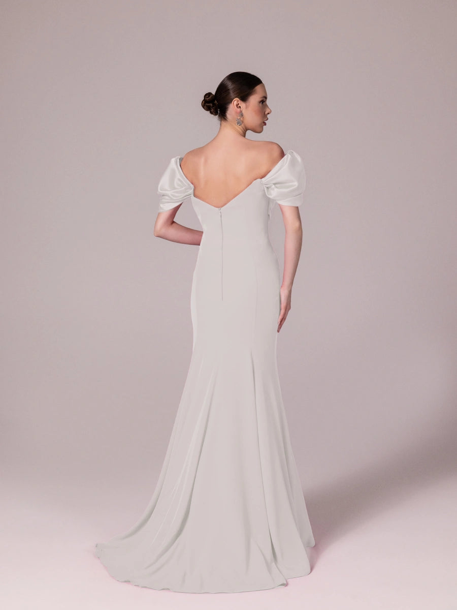 A25185-Kalp Yaka Degajeli Saten Garnili Uzun Abiye Elbise