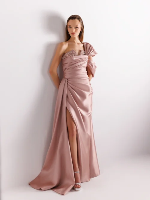 A25038-Strapless Chest Embroidered Mermaid Evening Dress with Slits
